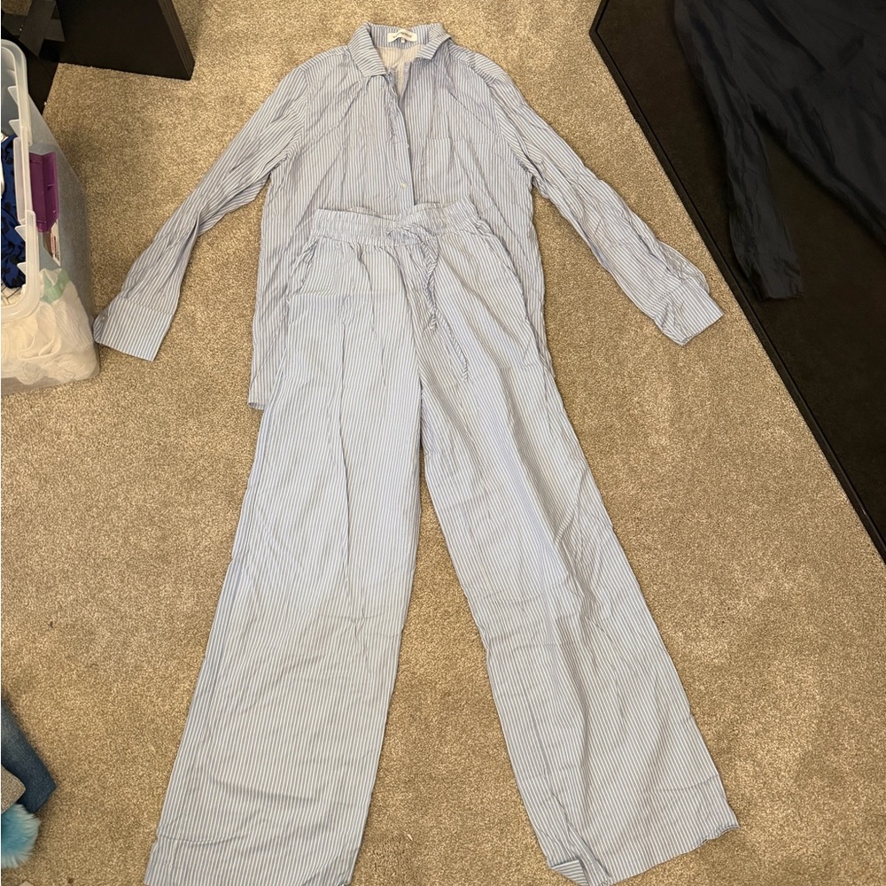 WeWoreWhat Light Blue Striped Jumpsuit